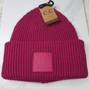 C.C Exclusives Ribbed Knit Beanie in Pink Magenta